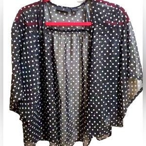 Line & Dot Black & White Polka Dot Sheer Bed Jacket size M